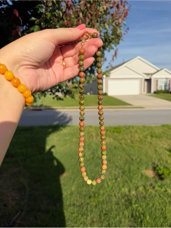 Jewelry - NEW Hand-Beaded Unakite Necklace